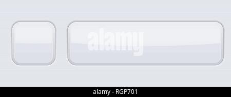 White interface buttons. Blank 3d icons Stock Vector