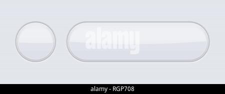 White interface buttons. Blank 3d icons Stock Vector