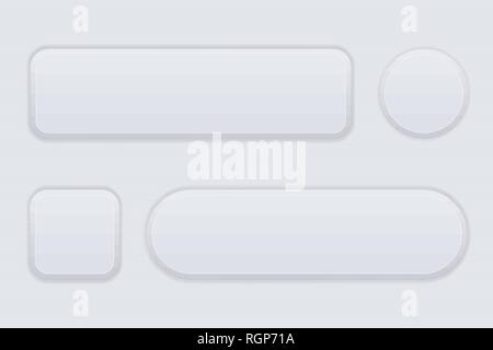 White interface buttons. Blank 3d icons Stock Vector