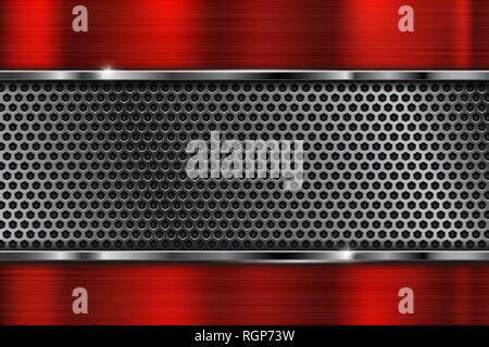 Brushed Metal Texture Scratched Red Metallic Surface With Perforation Stock Vector Image Art Alamy