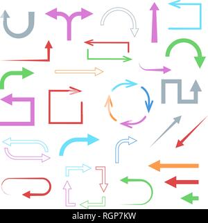 Colored flat arrows. Set of icons Stock Vector