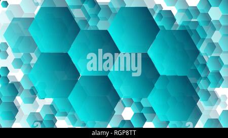 Hexagonal vector illustration, gradient transparent graphic figures Stock Vector