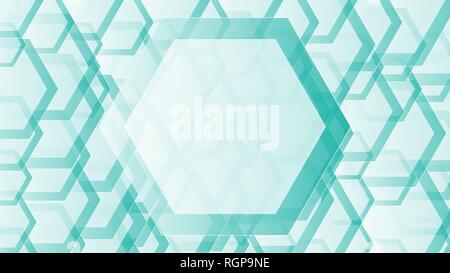 Hexagons transparent abstract background decor, copy space Stock Vector
