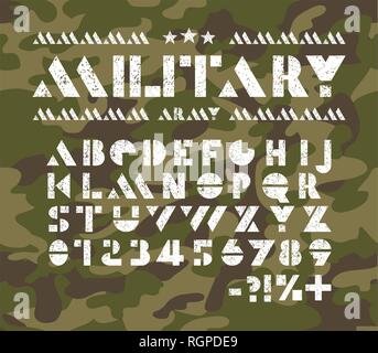 Army or military font. Stock Vector