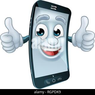 Mobile Cell Phone Mascot Cartoon Character Stock Vector
