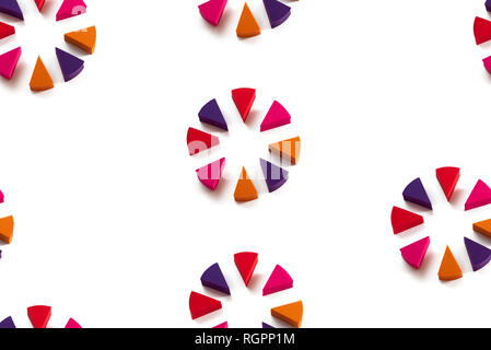 Set of makeup sponges pattern isolated on white background. A top view of Flat lay Stock Photo