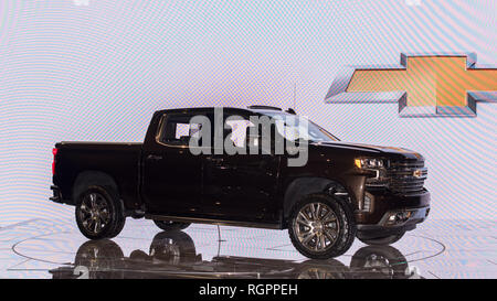 DETROIT, MI/USA - JANUARY 14, 2019: 2020 Chevy Silverado LTZ High Country truck at the North American International Auto Show (NAIAS). Stock Photo