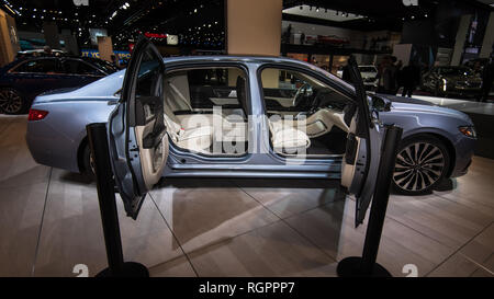 DETROIT, MI/USA - JANUARY 14, 2019: 80th Anniversary Lincoln Continental, center-opening doors, at the North American International Auto Show (NAIAS). Stock Photo