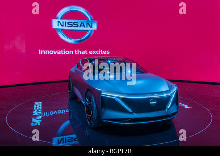 DETROIT, MI/USA - JANUARY 15, 2019: A Nissan IMs Electric concept car at the North American International Auto Show (NAIAS). Stock Photo