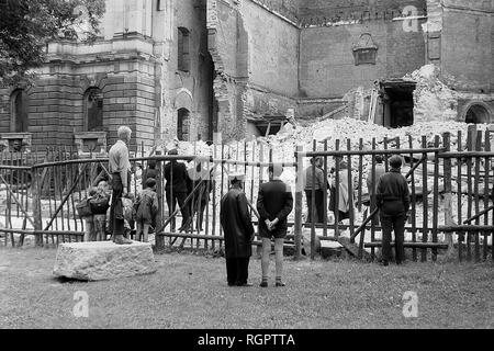 Demolition of the Museum of Fine Arts, 1962, Karl-Marx-Platz today Augustusplatz, Leipzig, Saxony, GDR, Germany Stock Photo