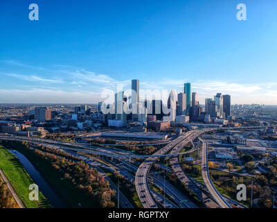 Houston Downtown from the air Stock Photo