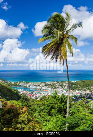 Castries Saint Lucia, Caribbean, viewed from the Howelton Estate. Stock Photo