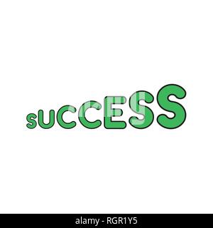 Flat design style vector illustration concept of letter stairs symbol icon with success text on white background. Colored, black outlines. Stock Vector