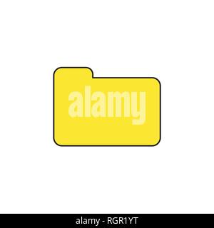 Flat design style vector illustration of closed folder symbol icon on white background. Colored, black outlines. Stock Vector