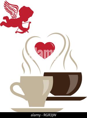 cupid love coffee, vector Stock Vector