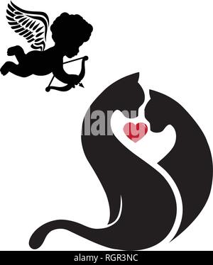 negative space black cat with love logo symbol icon vector graphic design  illustration idea creative 5351088 Vector Art at Vecteezy