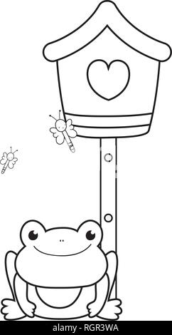cute toad in the landscape with birdhouse Stock Vector Image & Art - Alamy