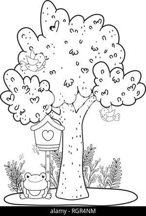 cute toad in the landscape with birdhouse Stock Vector Image & Art - Alamy