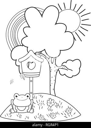 cute toad in the landscape with birdhouse Stock Vector Image & Art - Alamy