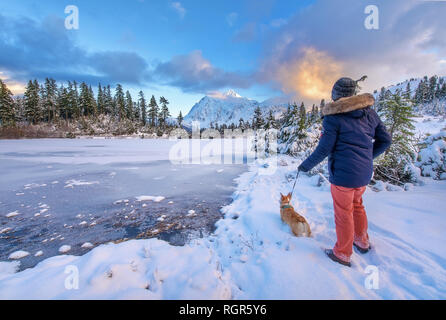 Mount Shuksan is a prominent mountain in the Pacific Northwest in the Mount Baker Wilderness Stock Photo