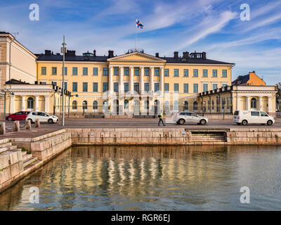 20 September 2018: Helsinki, Finland - President's Palace, or Presidentinlinna, on the Esplanadi, or waterfront, on a sunny autumn day. Stock Photo