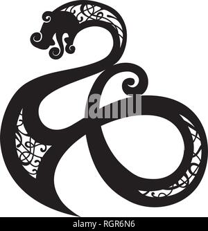 Viking dragon, Nordic pattern, vector Stock Vector