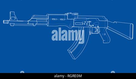 Machine Gun. Vector rendering of 3d Stock Vector