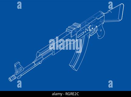 Machine Gun. Vector rendering of 3d Stock Vector
