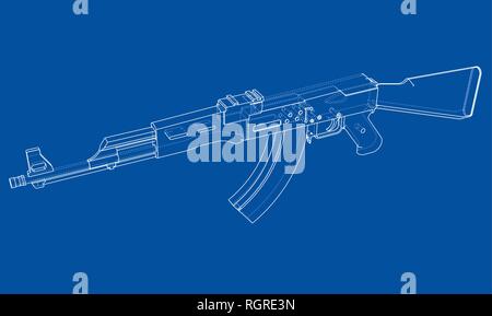 Machine Gun. Vector rendering of 3d Stock Vector