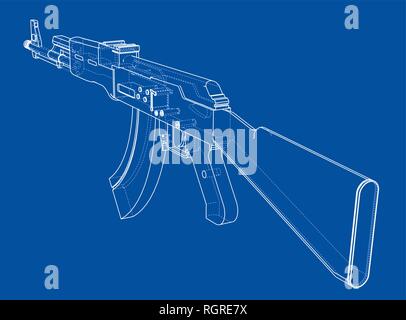 Machine Gun. Vector rendering of 3d Stock Vector