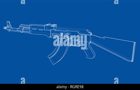 Machine Gun. Vector rendering of 3d Stock Vector