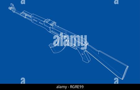Machine Gun. Vector rendering of 3d Stock Vector