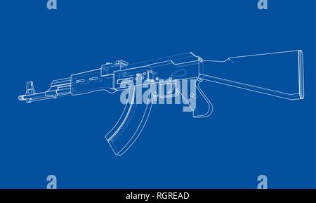 Machine Gun. Vector rendering of 3d Stock Vector