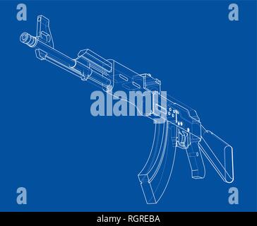 Machine Gun. Vector rendering of 3d Stock Vector