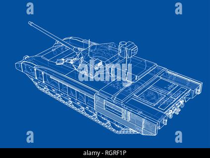 Blueprint of realistic tank Stock Vector