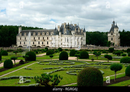 Schloss Chenonceau, Garten der Diana von Poitiers, Chateau de Chenonceau, Department Chenonceaux, Indre-et-Loire, Region Centre, Frankreich, Europa Stock Photo
