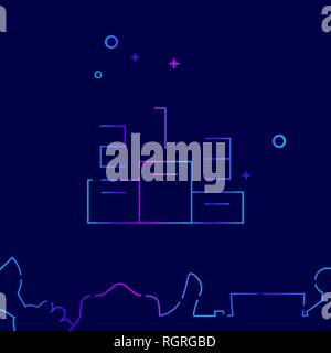 Winners Podium Vector Line Icon. First, Second and Third Place Gradient Symbol, Pictogram, Sign. Dark Blue Background. Stock Vector