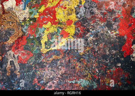 Abstractionism painting randomly formed by colored paint stains. Stock Photo