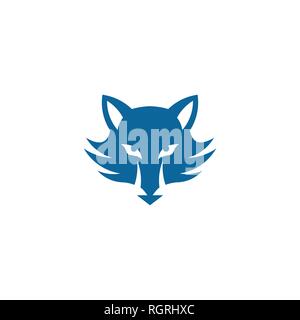 blue wolf icon, wolf head graphic logo, isolated on white background. Stock Vector