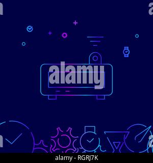 Projector Alarm Clock Vector Line Icon. Electronic Digital Clock Gradient Symbol, Pictogram, Sign. Dark Blue Background. Stock Vector