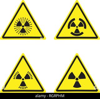 Vector radiation sign warning yellow triangle isolated on white Stock Vector