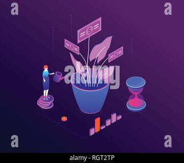 Investment concept - modern colorful isometric vector illustration Stock Vector