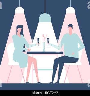 Couple on a date - flat design style colorful illustration Stock Vector