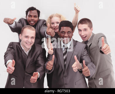 international business team showing thumbs up. the concept of t Stock Photo