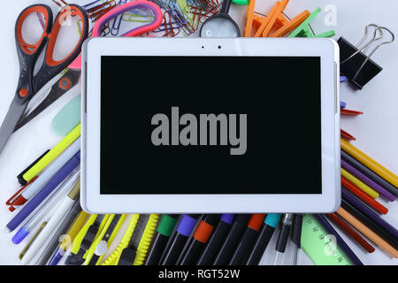 digital tablet on office supplies .photo with copy space Stock Photo