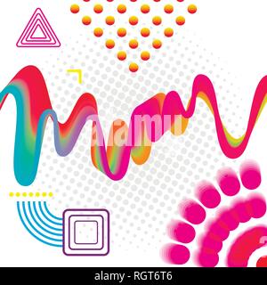 Creative modern style collage vector with waves and geometric patterns. Stock Vector