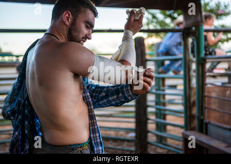 Professional rodeo cowboy Stock Photo