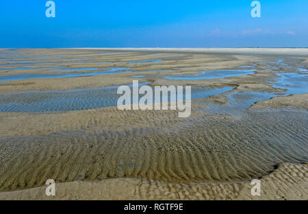 Wadden sea sand shaped by wind and tidal currents, Schleswig-Holstein Wadden Sea National Park, Westerhever, Schleswig-Holstein, Germany Stock Photo