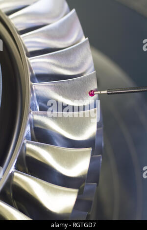 inspect dimension metal parts by CMM after machining process in industrial factory