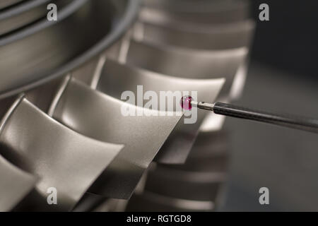 inspect dimension metal parts by CMM after machining process in industrial factory